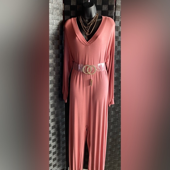 Elle Lt Brick Perfect V-Neck Jumpsuit - Picture 5 of 5